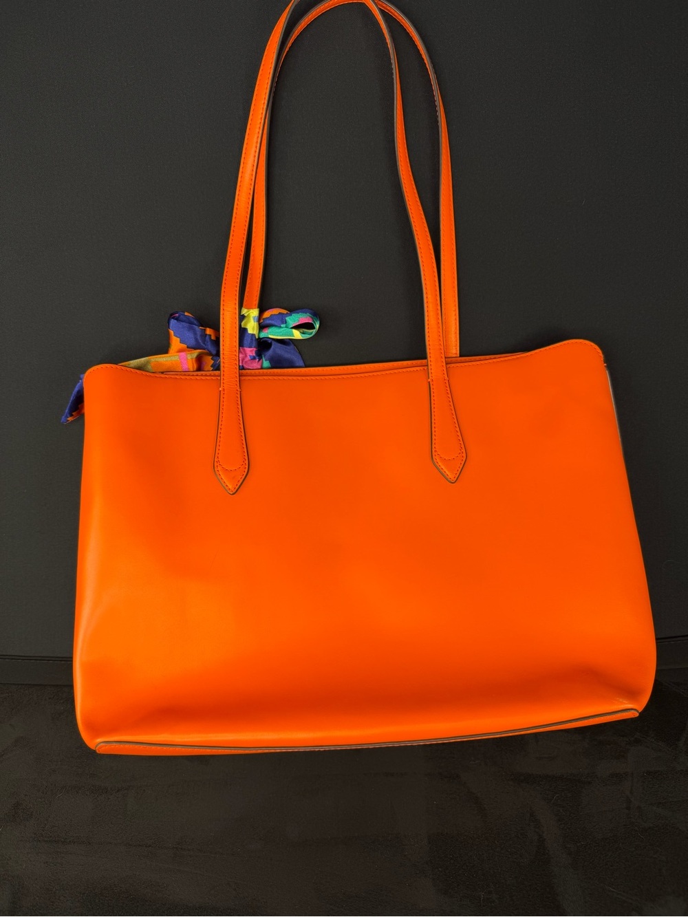 Kate Spade Orange Leather Tote Shoulder Bag Fall Halloween - Picture 2 of 9